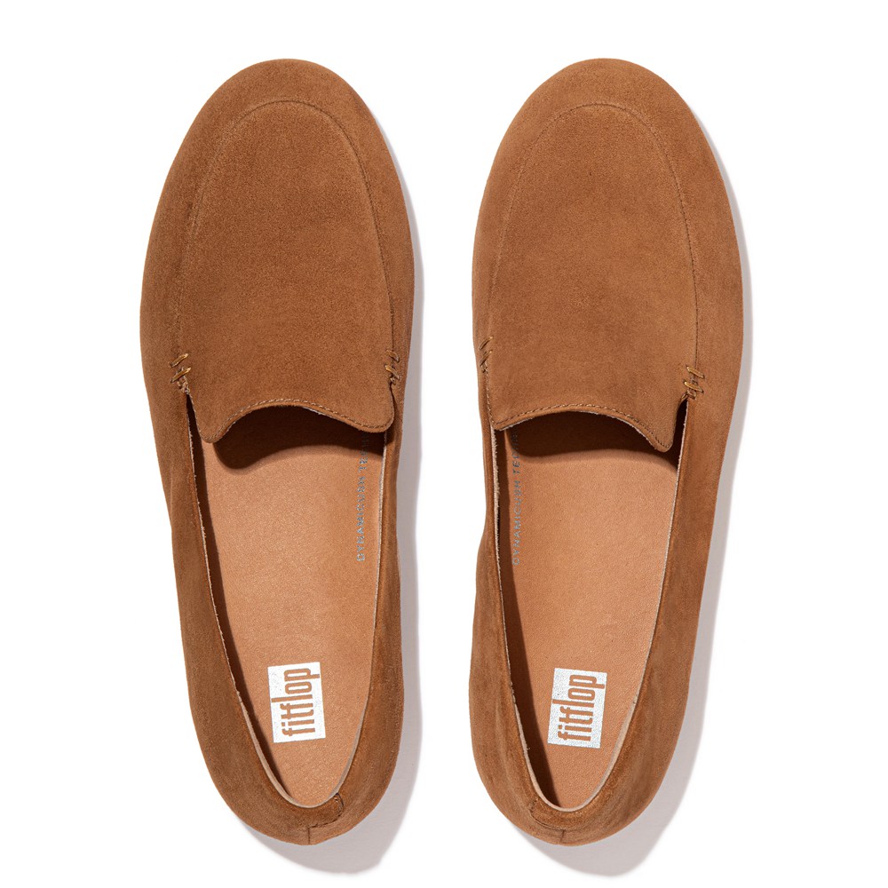 Fitflop Womens Loafers - Lena Suede - Brown - 791-ZFTWMY
